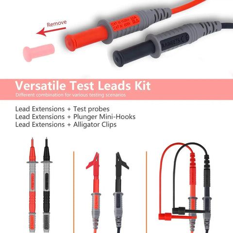 Soft Silicone Electrician Test Leads Kit Pro Grade Heavy Duty Built Tough CAT III 1000V CAT IV 600V with alligator clips visible