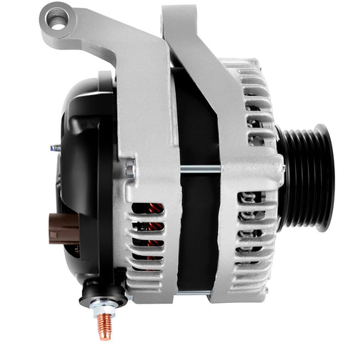 Side view of Beefed Up 160 Amp High Output Alternator Replacement for Dodge Dakota 3.7L 2004 to 2006 and 4.7L 2002 to 2006 Jeep