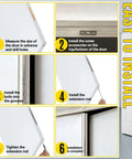 Installation guide for 18 Inch Extended Flip Lever Flush Bolt for Double Doors, showing step-by-step easy setup process.