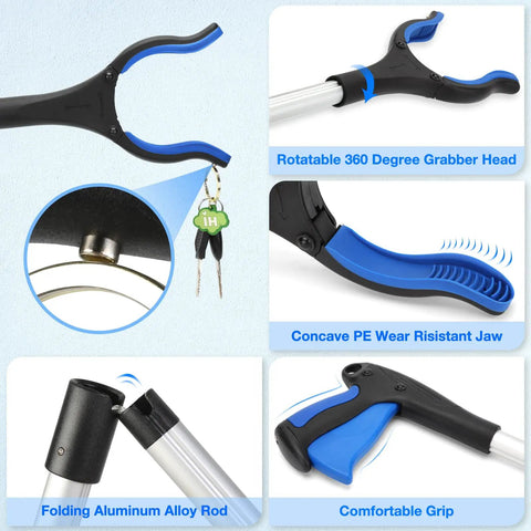 Two Pack 32 Inch Grabber Tool With Magnetic Tip For Easy Trash Pickup And Safe Senior Reach Long Reacher Tool For Litter Garbage Picker Upper At Home Yard Cleanup And Hard To Reach Items