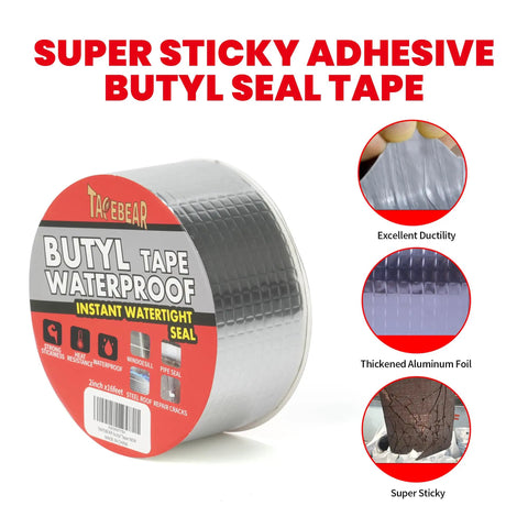 Butyl Tape Waterproof Sealing Tape, Heavy Duty Aluminum Foil Roll 2 Inch By 16 Feet For RV Roof Patch And Leak Repair