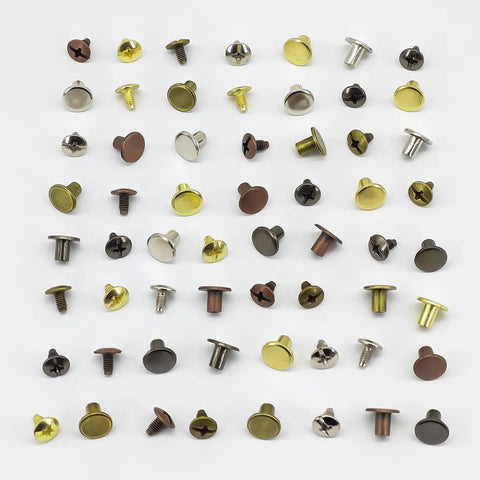 150 Set 8Mm Chicago Screws And Leather Rivets Kit Built Tough for various finishes in multi-tone display of rivets