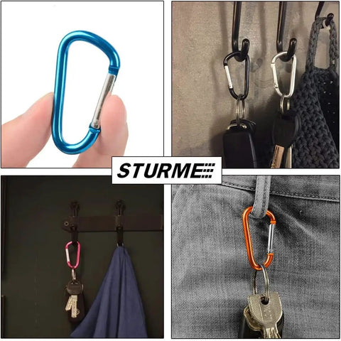Collage of 2 Inch Aluminum D Ring Carabiner Clip Set With Spring Loaded Gate Lightweight Strong for Outdoor Camping Keychains Dope