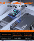 Heavy Duty Cigarette Lighter Splitter With 45W Retractable Type C Car Charger Cable showing real-time voltage display and multiple ports.