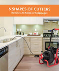 Auto Feed Electric Drain Cleaner Machine Delivers Heavy Duty Torque To Knock Out Thick Grease Clogs And Tree Roots Instantly For 3/8 Inch Drain Pipe Or 1 To 4 Inch Line Runs Nailed Every Time in modern kitchen setup.