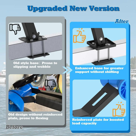 Boat Trailer Winch Post With Bow Stop Roller, 1200 Lb Winch Included, Heavy Duty Adjustable Up Down Stand For Stable Secure Boat Hauls, Marine Trailer Accessory For Easy Load And Safe Tie Down Built Tough. Upgraded reinforced base and bracket comparison