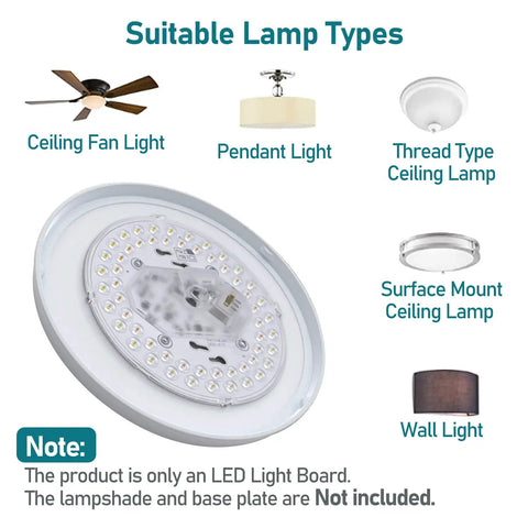 2 Pack LED Light Engine Retrofit Kit For Ceiling Fans And Lighting Fixtures With 6 Inch 24W 2200 Lumen for various lamp types
