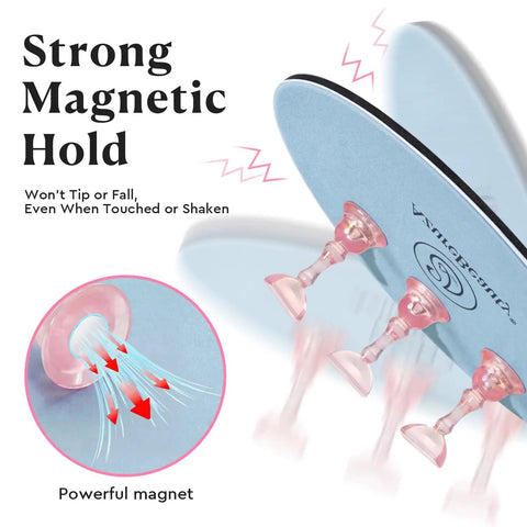 Magnetic Nail Stand Set For Press Ons Acrylic Nail Holder And Display Kit With Round Metal Base featuring strong magnetic hold