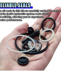 Hand holding Fifteen Piece Three Ton Floor Jack Seal Repair Kit With Pro Grade Hydraulic Jack Oil Seal And O Ring Set