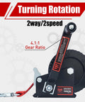 1600 Pound Boat Trailer Winch With 26 Foot Red Strap, 2 Way Ratchet Hand Crank Winch, Heavy Duty Steel Construction