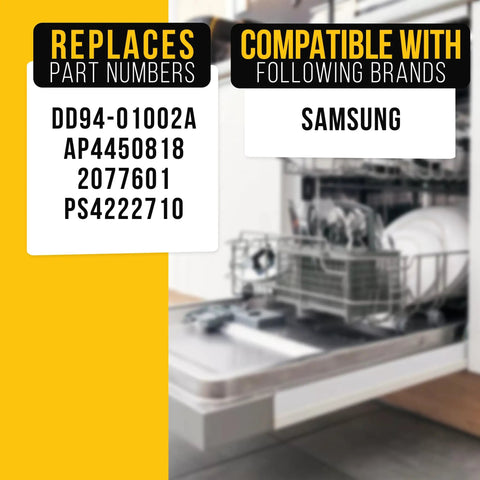 Dishwasher Assembly Install Kit With Mounting Brackets For Samsung, part numbers listed, dishwasher rack visible