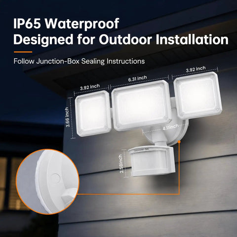 Ultra Bright Dimmable Led Floodlight With 240 Degree Dual Motion Sensor Hardwired Outdoor Security Lamp No Fuss Setup And Dang Good Coverage For Driveways Garages And Yards