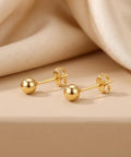 14K Gold Ball Stud Earrings For Women, Everyday Wear Go To Dainty Gold Earrings, Timeless Shine For Any Outfit, Comfortable Hypoallergenic Jewelry, Classic Gold Sparkle, Perfect Gift Idea, 14K gold plated ball studs with butterfly backs