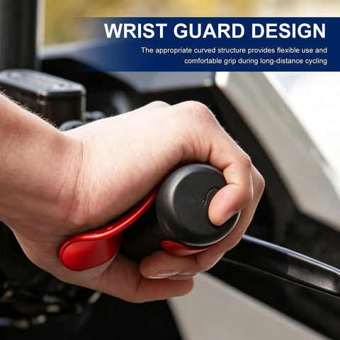 Wrist guard design shown in use with Road Ready Motorcycle Cruise Control Throttle Assist Lever Fits Seven Eight Inch Handles Universal