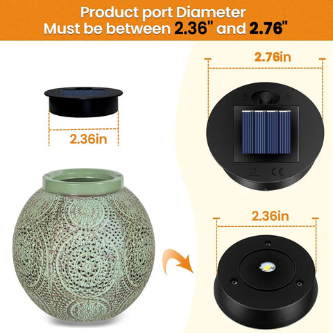 5 Pack Replacement Solar Light Tops Kit With No Fuss Easy Install For Outdoor DIY Hanging Lanterns Featuring 2.76 Inch Outer Ring