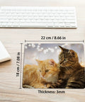 Close-up of a 22x18 cm, 3mm thick mouse pad featuring two cats print. Twenty Pack White Mouse Pads 3mm Thick For Heat Press Printing Bulk Mousepad Blanks For Heat Transfer Crafts 22x18x0.3 Cm Compatible With Wired Wireless Optical Mechanical And Laser Mice Awesome For Personal Photos Logos And Gifts.