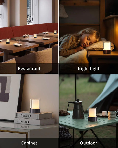 2 Pack 4 Inch LED Mini Cordless Table Lamp Touch Activated Night Light Waterproof Battery Powered Rechargeable Portable Light