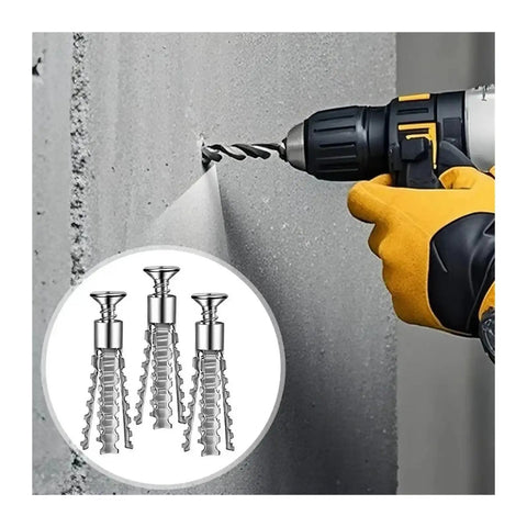 6/8mm Expansion Pipe Kit For Hollow Walls With Self Tapping Screws And Drilling Plugs, Wall Anchors And Bolt Fasteners, 6mm Size, 100 Pcs, Easy Install For Shelves, Hooks, And DIY Projects in use