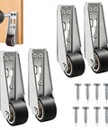 Heavy Duty Vertical Track Roller Wheels For Sliding Barn Doors And Cabinets Smooth Quiet Gliding Floor Guide Hardware Kit with adjustable mounts.