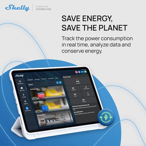 Tablet displaying app for One Channel 16A WiFi Smart Relay Switch With Power Metering For Home Automation And Remote Control