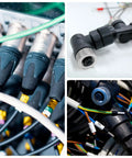 Various M12 4 Pin Aviation Circular Connectors IP67 for outdoor networks and computer gear setup in use