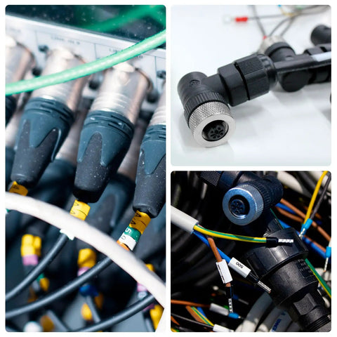 Various M12 4 Pin Aviation Circular Connectors IP67 for outdoor networks and computer gear setup in use