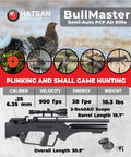BullMaster 25 Cal PCP Air Rifle With Scope Bundle Includes 100 Paper Targets And 150 Pellets Hard Case Ready To Shoot
