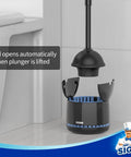 Heavy Duty Toilet Plunger With Holder, Ergonomic Handle, Ventilated Storage Stand next to toilet