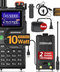10W Two Way Radio For Outdoor Survival with antennas, charger, and accessories; Rechargeable Walkie Talkie with NOAA Weather, USB-C