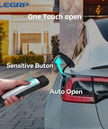 Level Two Electric Vehicle Charger Forty Amp 9.6 Kw Nacs Charging Station with 25 Ft Nema 14 50 Plug Cable in use with a Tesla.