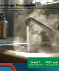 Compact Gray Mini Tank Water Heater Ultra Slick Design Smooth On Demand Hot Water Supply Tough Build Quality For Home Bathrooms And Kitchens Space Saving Setup That Gets The Job Done pouring steaming water from a modern faucet.