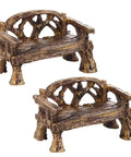 Two Piece Resin Garden Bench Set For Fairy Gardens And Dollhouses, Realistic Fairy Village Furniture Ornaments, Totally Cute Miniature Yard Decor And Dollhouse Accessories