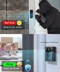 Adjustable Doorbell Angle Mount 35 To 145 Degrees Anti Theft Security Bracket showing theft before and after protection