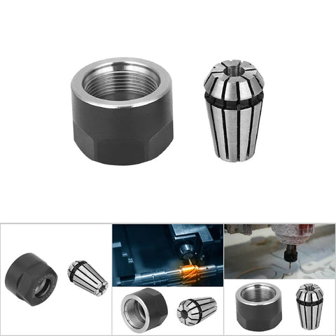 Get That Er11 Chuck Collets Clamping Nuts Lathe Parts For Your Cnc Milling And Engraving Machine With 3 Point One Seven Five mm High Hardness And Strength For Serious Boring, Milling, Drilling Tasks At Last. Image of metal ER11 clamping nut and collet for CNC milling.