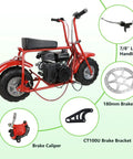 Upgraded Mini Bike Hydraulic Brake Kit With Rear Caliper Mounting Bracket Adapter For Coleman CT100U Mini Bike Featuring 180mm Disc