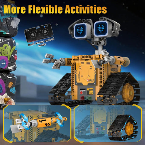 Robot Building Kit 5 In 1 STEM Toys With Remote And App Control For Kids 373 Pieces Featuring 16 LED Expressions, Awesome Christmas And Birthday Gift For Teens Boys And Girls, Hands On Tech Fun; app-controlled tracked robot