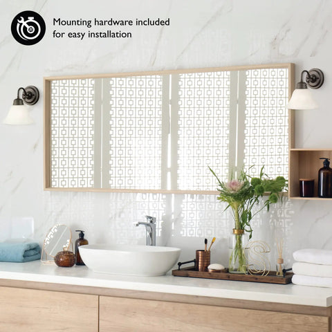 Millbridge Dimmable Vanity Light With Four Frosted Glass Shades In Oil Rubbed Bronze mounted above bathroom mirror