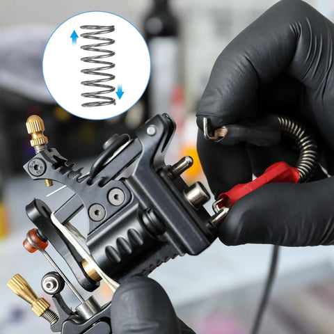Illustration showing Ten Pack 7mm OD Compression Springs With 0.6mm Wire Diameter And 15mm Free Length in use with tool.