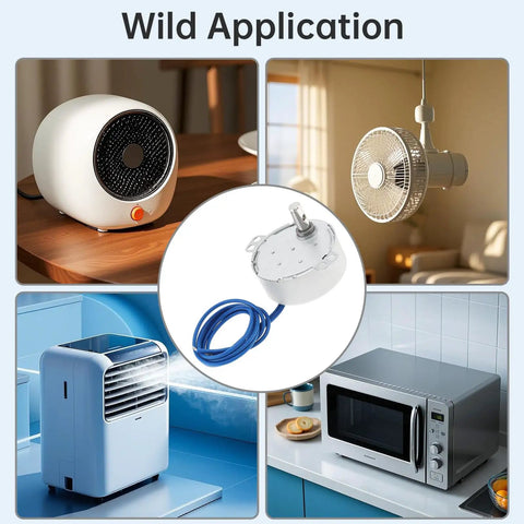 Two Pack Synchronous Motor AC 100-127V 15-18 RPM 4W CW CCW Permanent Magnet Drive shown with appliances.