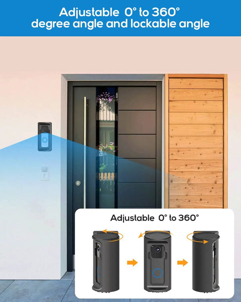 Adjustable 360 Degree No Drill Video Doorbell Mount For Ring Battery Doorbell Plus Pro Anti Theft Corner Kit on door