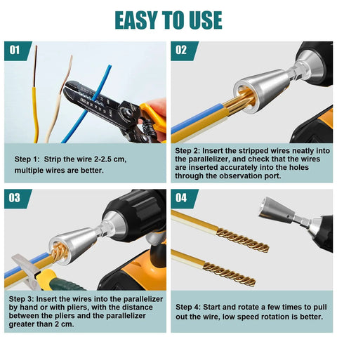 Pro Grade Heavy Duty Wire Nut Twister Drill Bit Attachment Rock Solid Two Piece Set for easy wire splicing instructions.