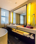 Modern bathroom with Drill Free Vacuum Suction Cup Towel Ring No Tools Needed Easy Install Stick And Go For Showers Holds Towels