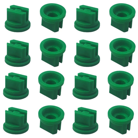 16Pcs 110 Degree Flat Fan Spray Nozzle Tips Set For Backpack Sprayer And Garden Spraying Work, green plastic tips, grid layout