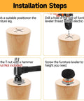 Installation steps for Level Your Layout Like A Pro With This 12 Pack Of M6 Threaded Adjustable Furniture Leveling Feet.