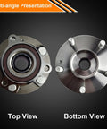 Top and bottom view of Front And Rear Wheel Bearing Hubs With ABS 5 Lug Replacement Kit For 2017 To 2023 Elantra Elantra GT Ioniq Kona