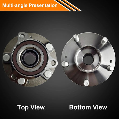 Top and bottom view of Front And Rear Wheel Bearing Hubs With ABS 5 Lug Replacement Kit For 2017 To 2023 Elantra Elantra GT Ioniq Kona