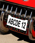 Cherry Themed Aluminum License Plate Frame With Anti Slip Breathable Steering Wheel Cover Dope Little Red Cherries Look Includes Screws Fasteners Caps For Cars Trucks SUVs Minivans Easy Install For Men And Women on vintage car