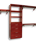 Heavy Duty Hardwood Closet Organizer Rack With Four Smooth Glide Drawers And Sturdy Metal Garment Poles Built To Last Red Mahogany Finish