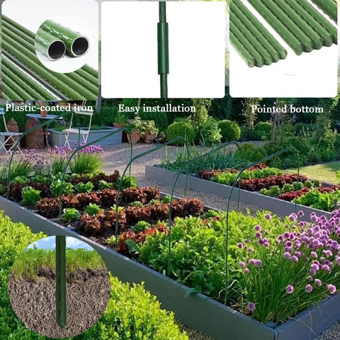 Greenhouse Hoops Grow Tunnel Kit 6 Sets For Raised Beds Rust Free Plant Support Frames Row Cover Shade Cloth DIY Garden Stakes Garden Tunnel Row Cover Hoops Kit Easy Install