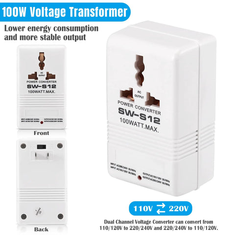 Dual Channel 110V To 220V Step Up And Down Voltage Converter For Travel Reversible 220V To 110V Compact Power Transformer